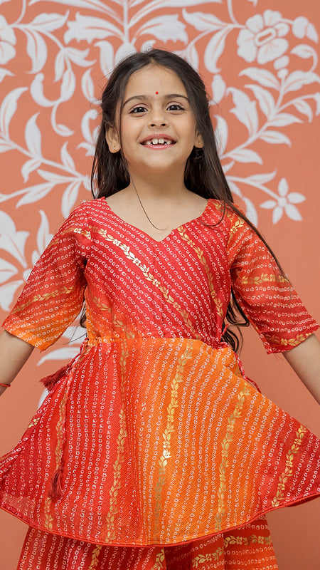 Bandhani Print Multicolor Doriya Ethnic set