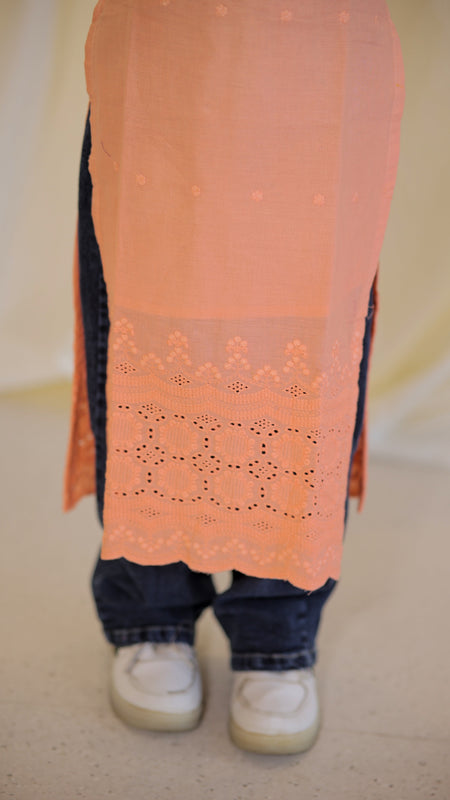 Hakoba Peach Kurta