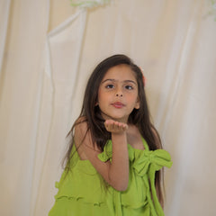 Bright Green Cotton Crepe Crush Coord-set