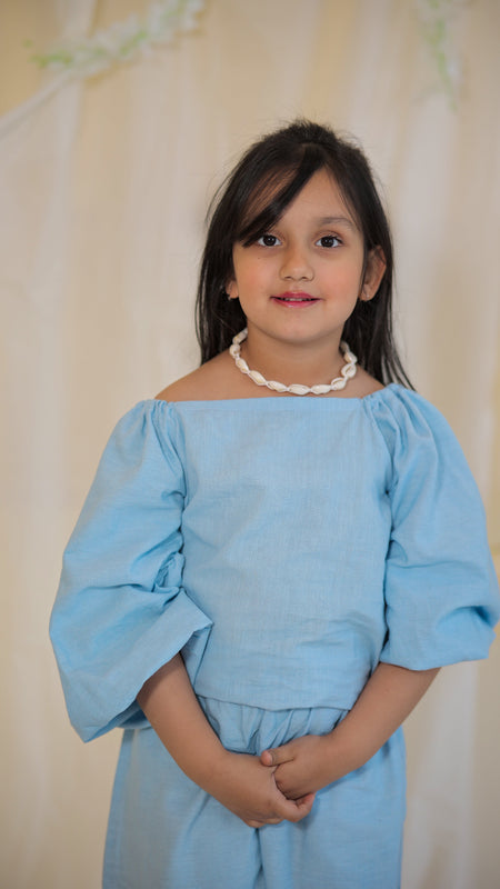 Powder Blue Cotton Slub Coord-set