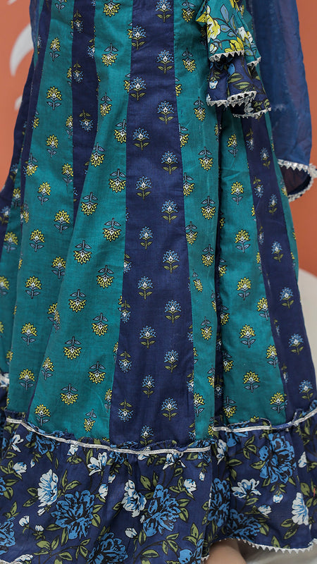 Teal colored Lehenga set