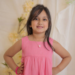 Baby Pink Cotton Crepe Crush Coord-set