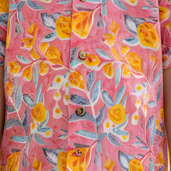 Kids Peach Floral Print Pure Cotton Half Sleeve Shirt