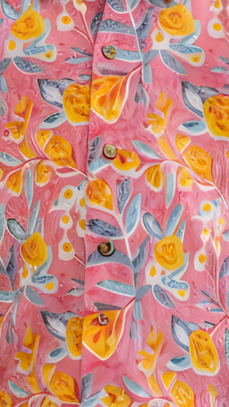 Kids Peach Floral Print Pure Cotton Half Sleeve Shirt