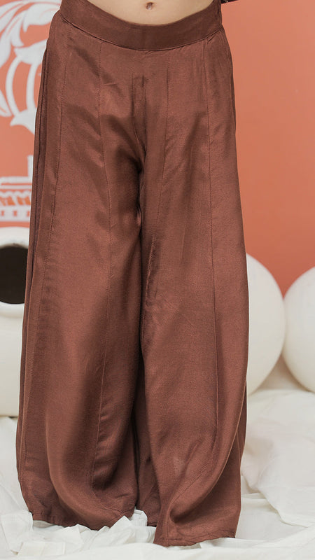 Brown Gota Sequin Design Kurta Palazzo Dupatta Set