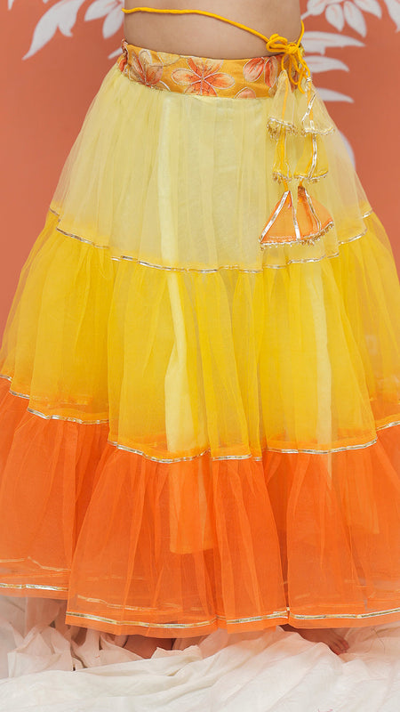 Yellow Multi colored Lehenga set