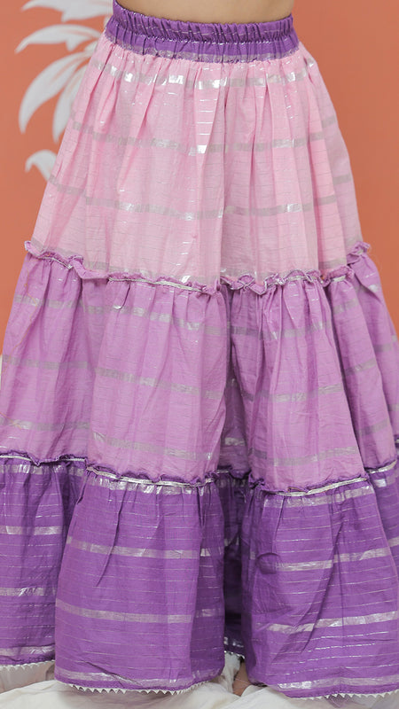 Lilac Lurex Cotton Lehenga set