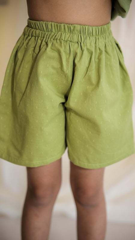 Green Jacquard Cotton Coord Set