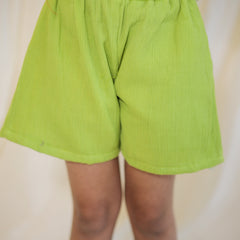 Bright Green Cotton Crepe Crush Coord-set