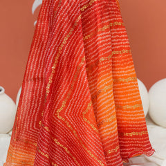 Bandhani Print Multicolor Doriya Ethnic set