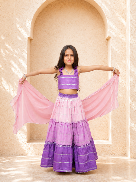 Lilac Lurex Cotton Lehenga set