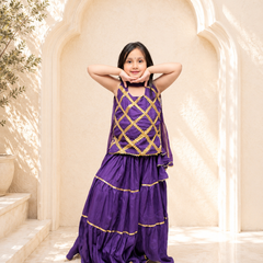 Purple Kurti Lehenga set