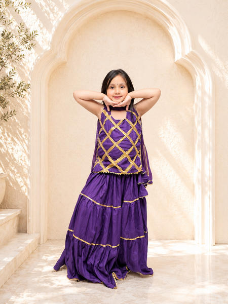 Purple Kurti Lehenga set