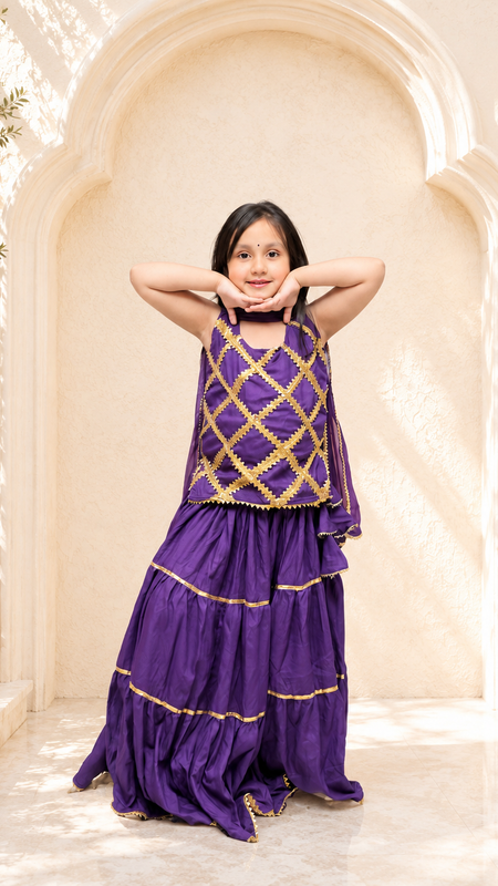 Purple Kurti Lehenga set