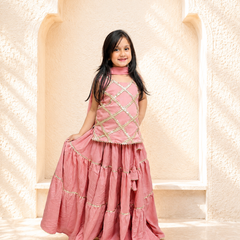 Baby Pink Kurti Lehenga set