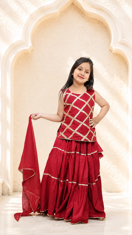 Maroon Kurti Lehenga set