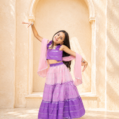 Lilac Lurex Cotton Lehenga set