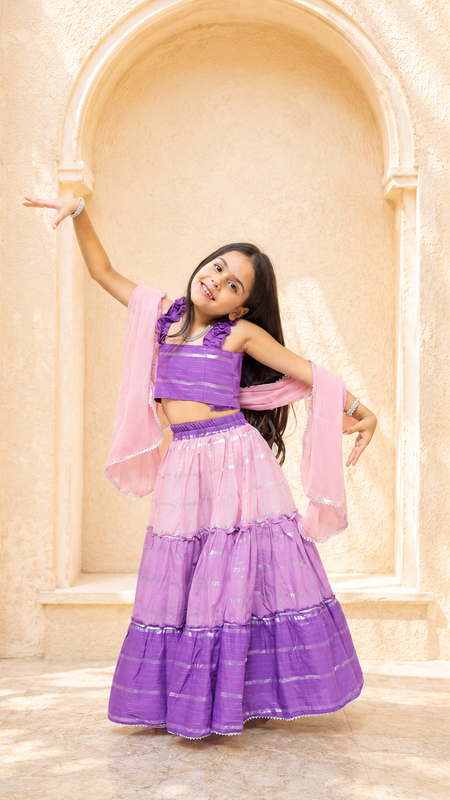 Lilac Lurex Cotton Lehenga set