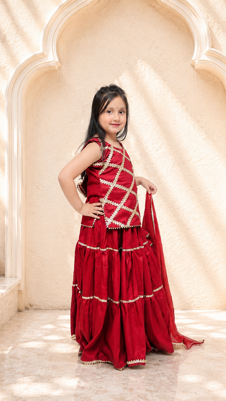 Maroon Kurti Lehenga set