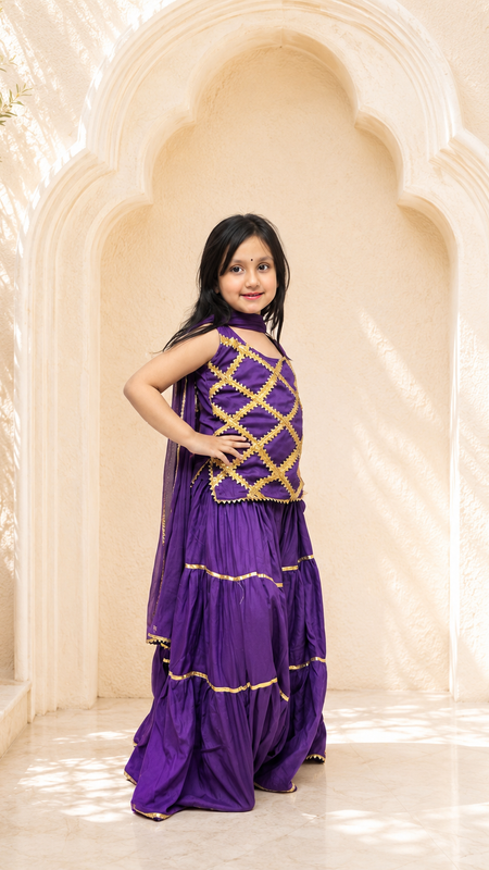 Purple Kurti Lehenga set
