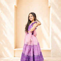 Lilac Lurex Cotton Lehenga set