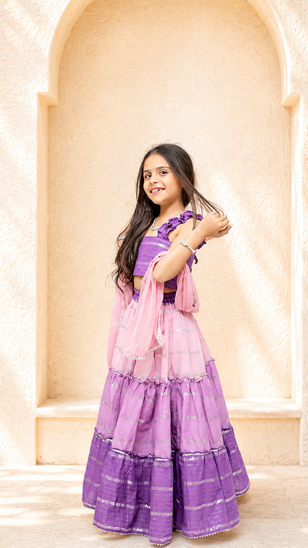 Lilac Lurex Cotton Lehenga set