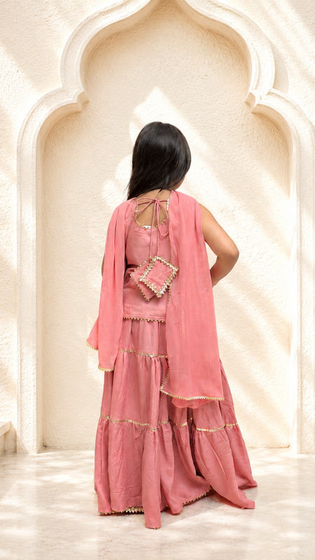 Baby Pink Kurti Lehenga set