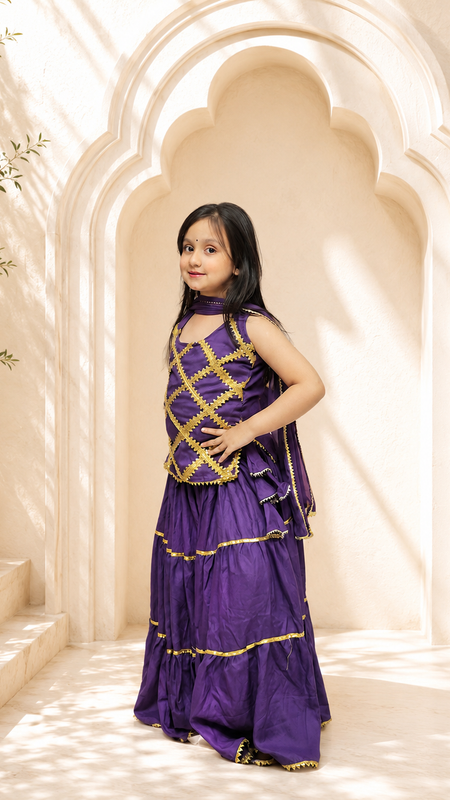 Purple Kurti Lehenga set