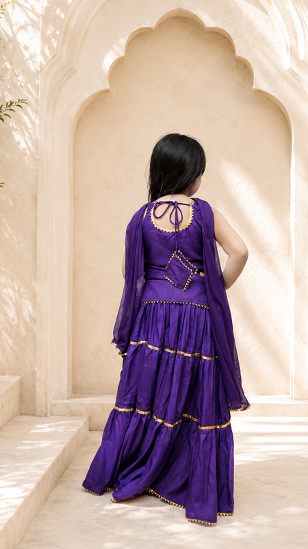 Purple Kurti Lehenga set