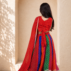 Red Georgette Pachrangi Lehenga Set