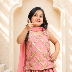 Baby Pink Kurti Lehenga set