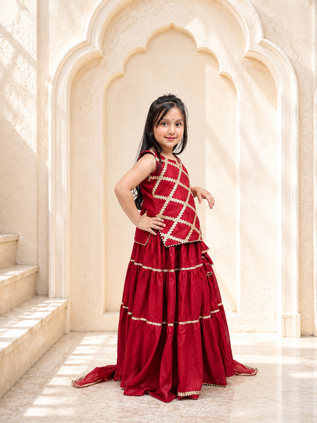 Maroon Kurti Lehenga set