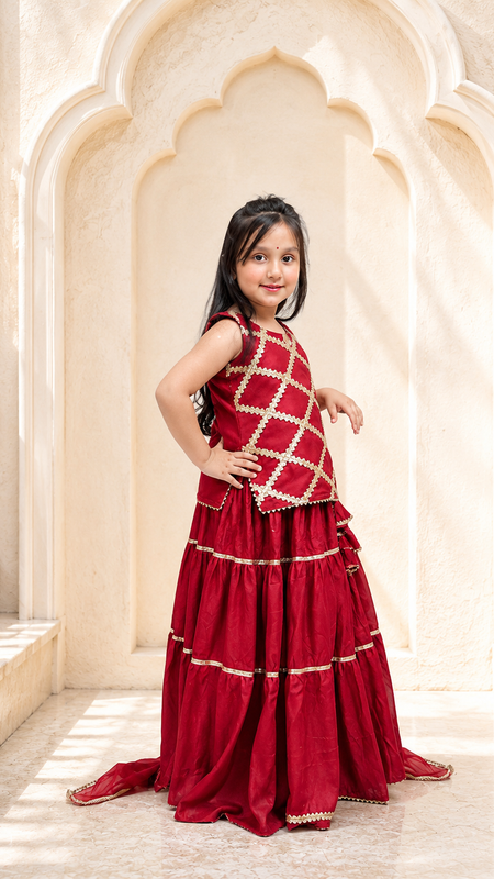 Maroon Kurti Lehenga set