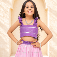 Lilac Lurex Cotton Lehenga set