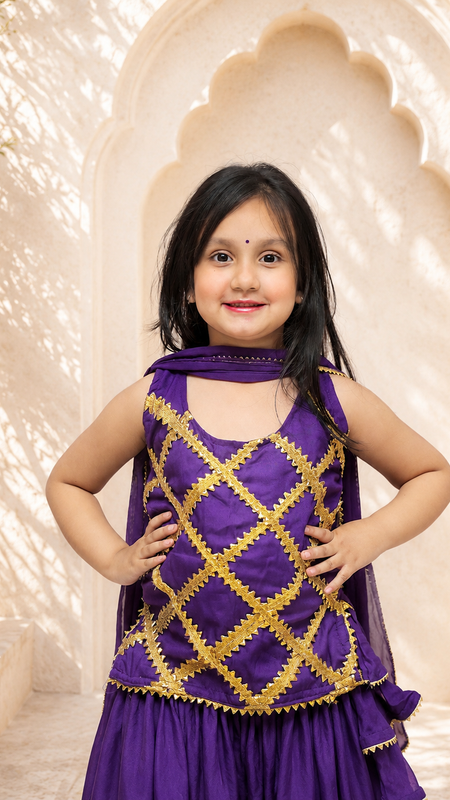 Purple Kurti Lehenga set