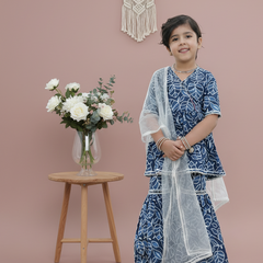 Indigo Leaf Hand Block Print Sharara/Garara Set