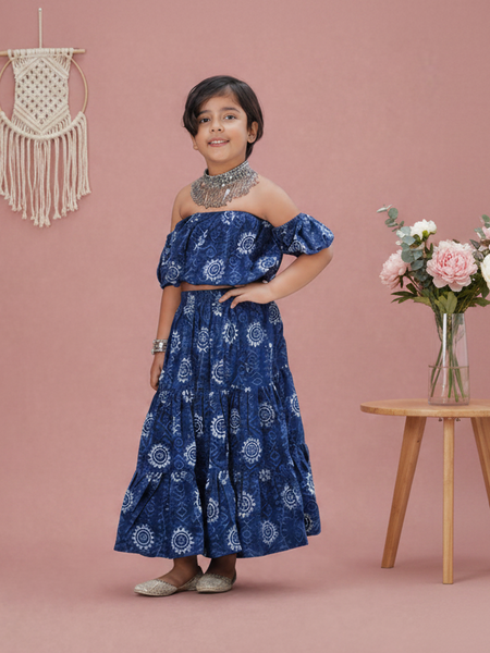 Indigo Hand Block Print Ethnic Coord Set