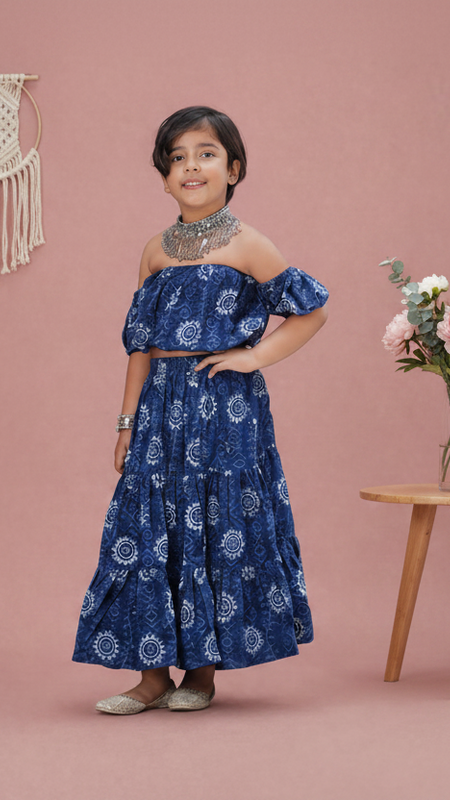 Indigo Hand Block Print Ethnic Coord Set