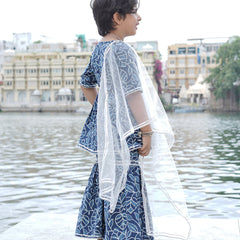 Indigo Leaf Hand Block Print Sharara/Garara Set