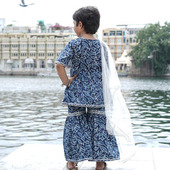 Indigo Leaf Hand Block Print Sharara/Garara Set