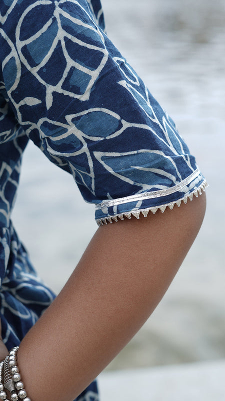 Indigo Leaf Hand Block Print Sharara/Garara Set