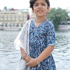 Indigo Leaf Hand Block Print Sharara/Garara Set