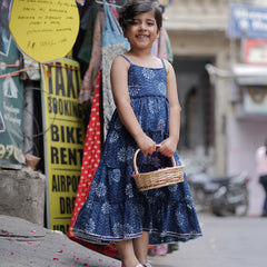 Natural Indigo Dyed Tiered Dress sun