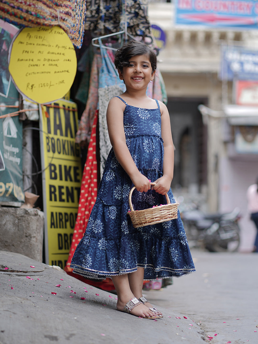 Natural Indigo Dyed Tiered Dress sun