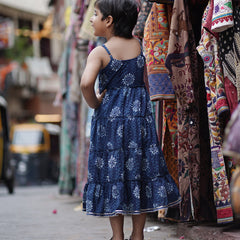 Natural Indigo Dyed Tiered Dress sun
