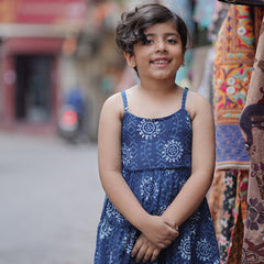 Natural Indigo Dyed Tiered Dress sun