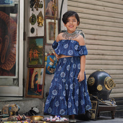 Indigo Hand Block Print Ethnic Coord Set