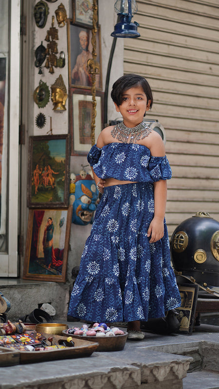 Indigo Hand Block Print Ethnic Coord Set