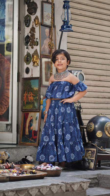 Indigo Hand Block Print Ethnic Coord Set