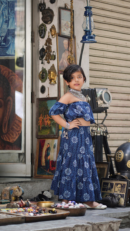 Indigo Hand Block Print Ethnic Coord Set